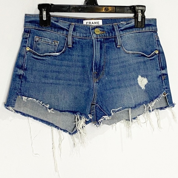 FRAME  Le Cutoff Valle Tulip Hem Denim Shorts - Picture 3 of 10